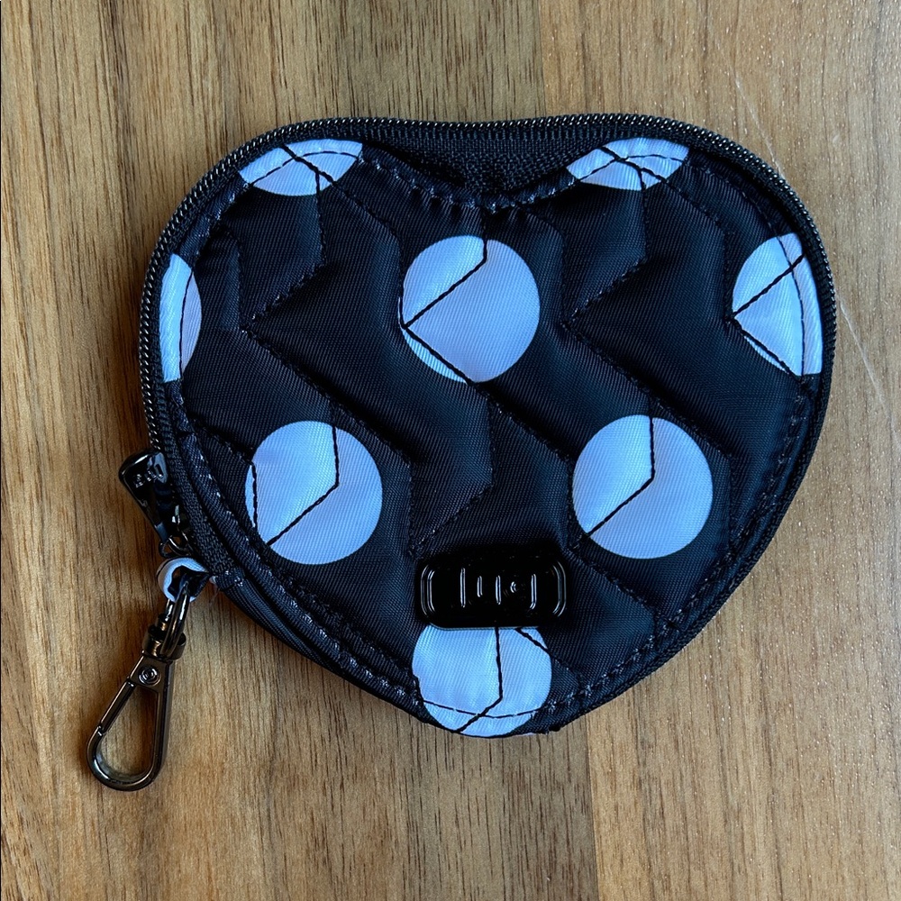 Lug Heart Pouch in Black Large Dot